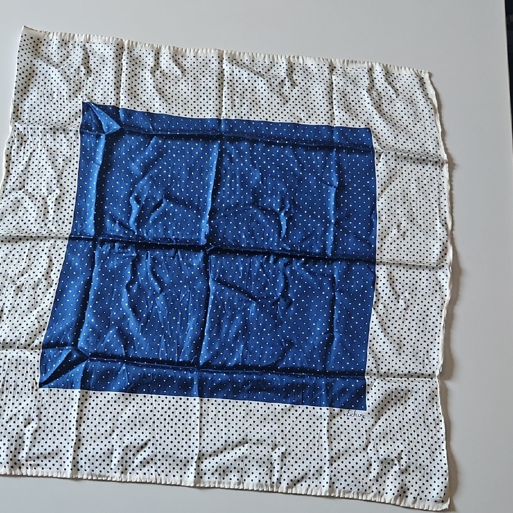 Echo Design Blue and White Polka Dot Scarf